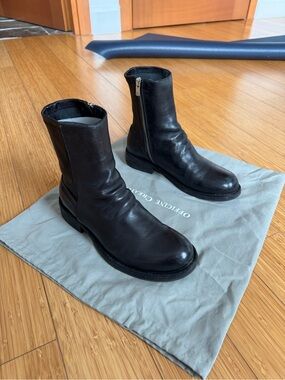 Officine Creative Womens Black Leather Ankle Boots 37 Made in Italy Excellent